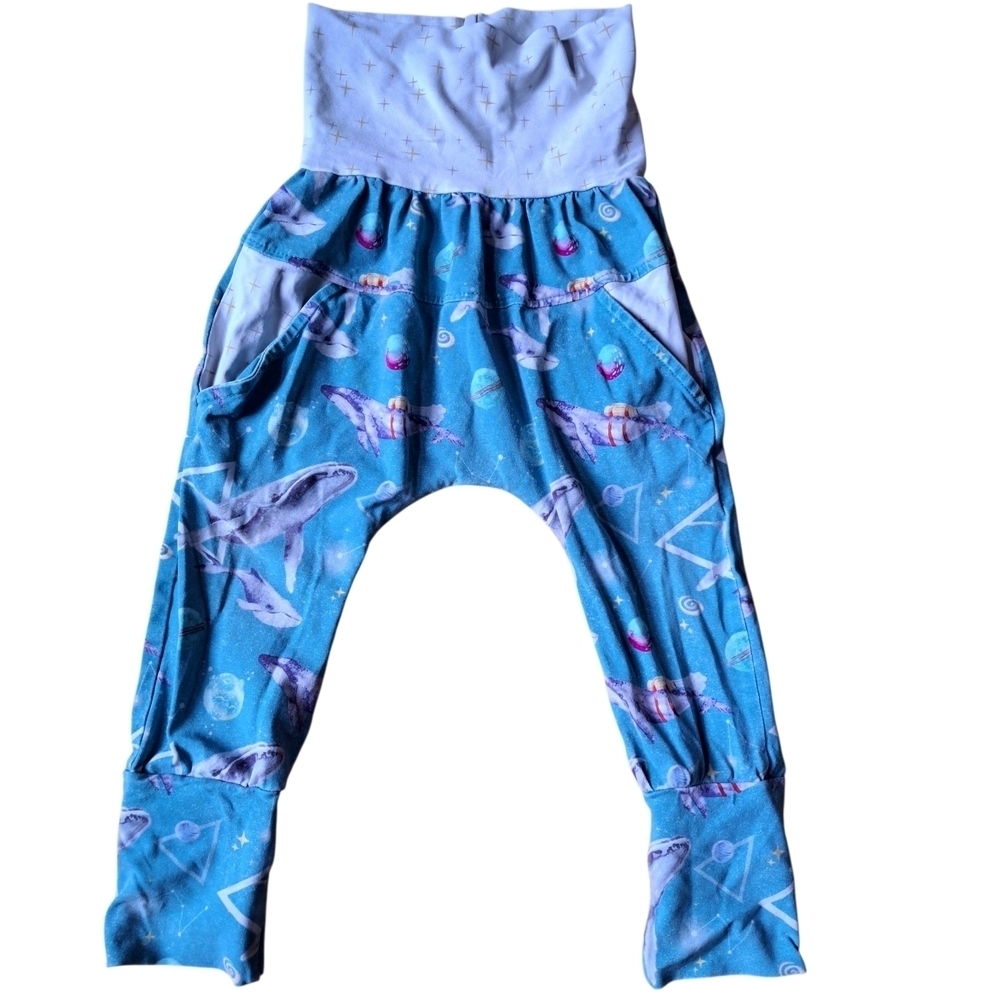🇨🇦 Tiny & Moi Grow-With-Me Harem Pants | Space Shark Print | Baby Toddler Kids